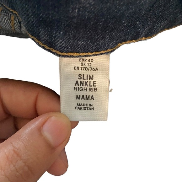 H&M Mama Womens Maternity Blue Jeans Size 8 Slim High Rib With‎ Stomach Support - Picture 2 of 10